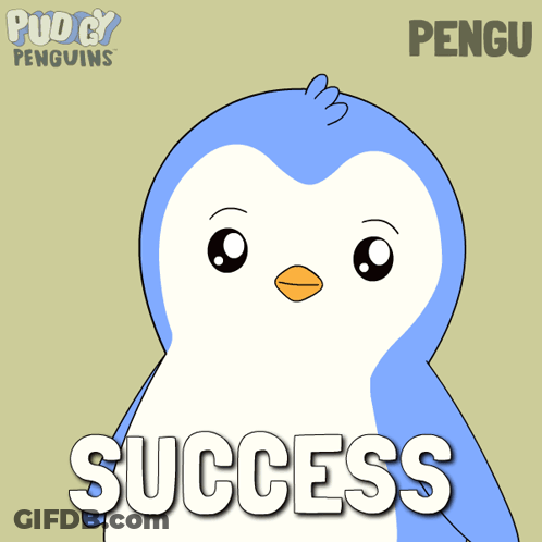 Penguin With Word Success GIF