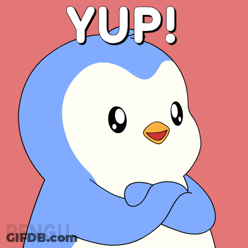 Penguin With Yup Above GIF