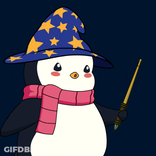 Penguin Wizard Casting Spell GIF