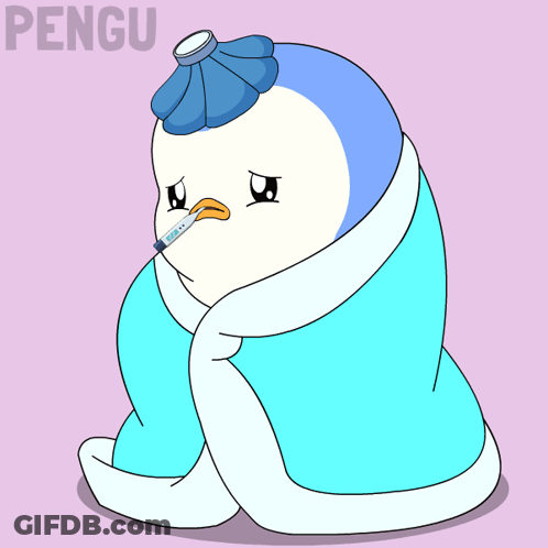 Penguin Wrapped In Blanket With Thermometer GIF