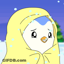 Penguin Wrapped In Yellow Blanket Smiling GIF