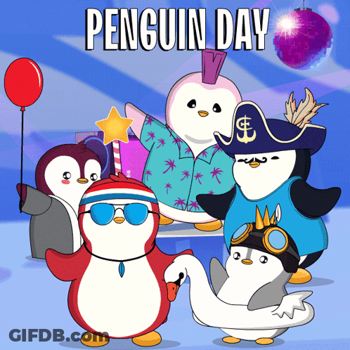 Penguins Celebrate Penguin Day With Disco Ball GIF