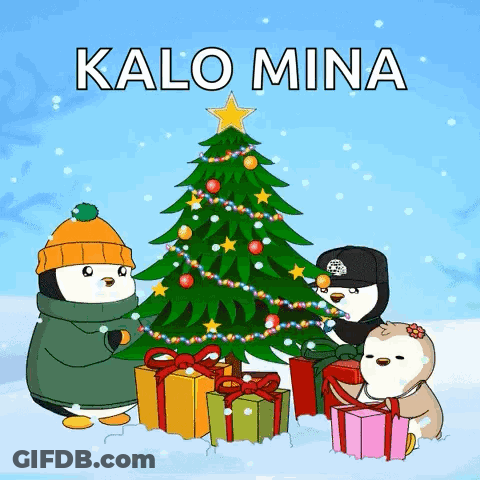 Penguins Decorating Christmas Tree GIF