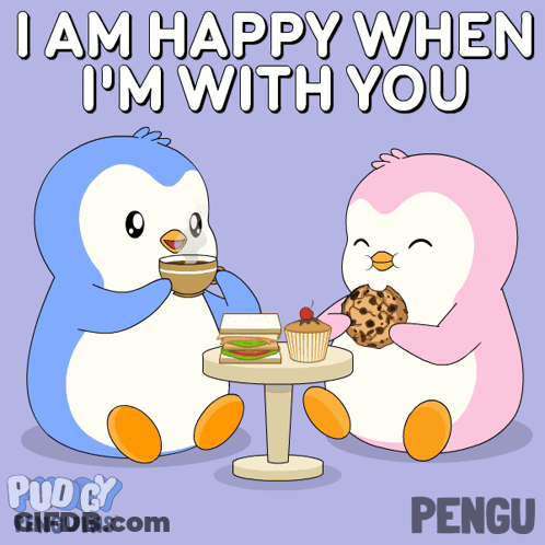 Penguins Eating Cookies Drinking Coffee GIF