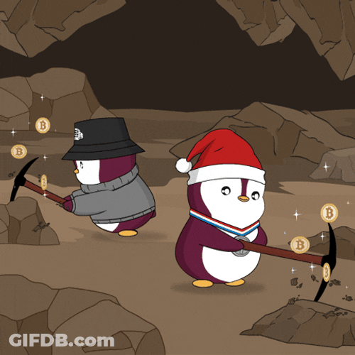 Penguins Farming Mining GIF