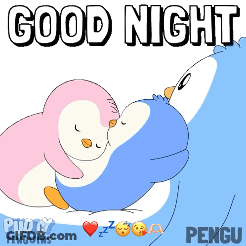 Penguins Hugging Good Night GIF