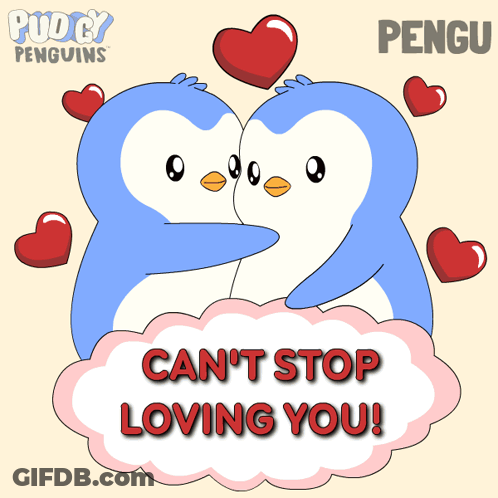 Penguins Hugging With Can't Stop Loving You GIF