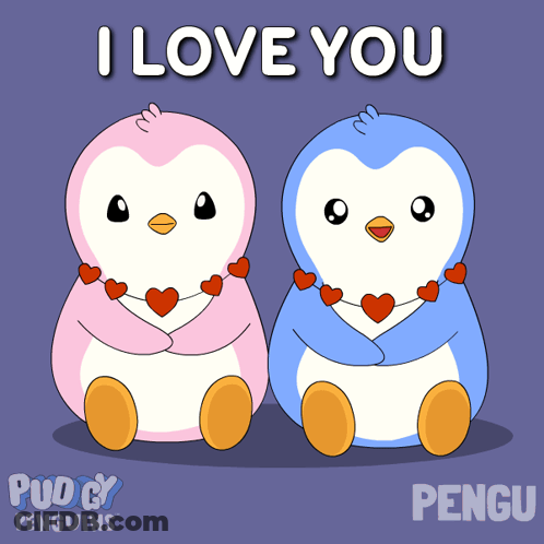Penguins Hugging With I Love You GIF