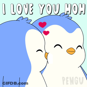 Penguins Kissing I Love You Mom GIF