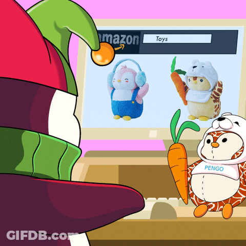 Penguins Looking At Toys GIF