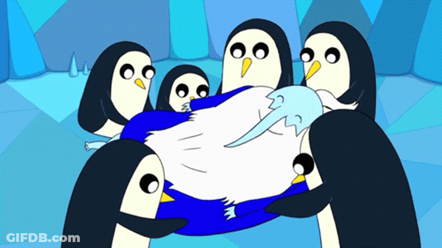 Penguins Massaging Wizard Adventure Time GIF
