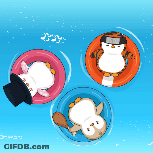 Penguins On The Floaties Chilling GIF