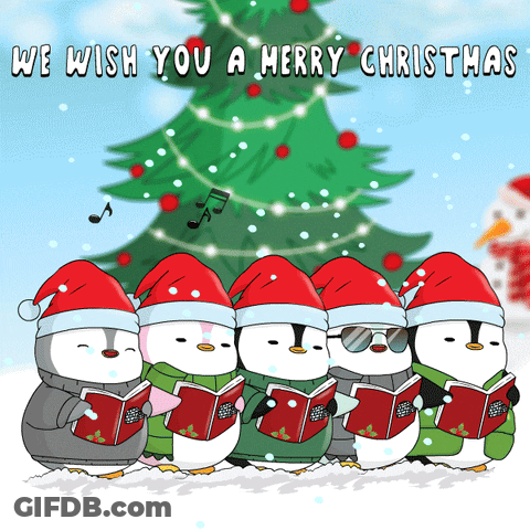 Penguins Singing We Wish You A Merry Christmas GIF