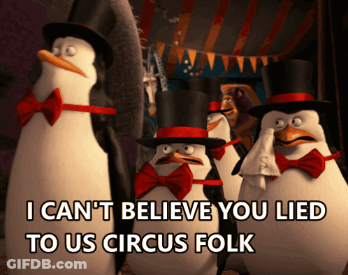 Penguins Top Hats I Can't Believe You Lied GIF