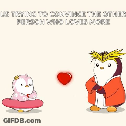 Penguins Trying To Convince Who Loves More GIF