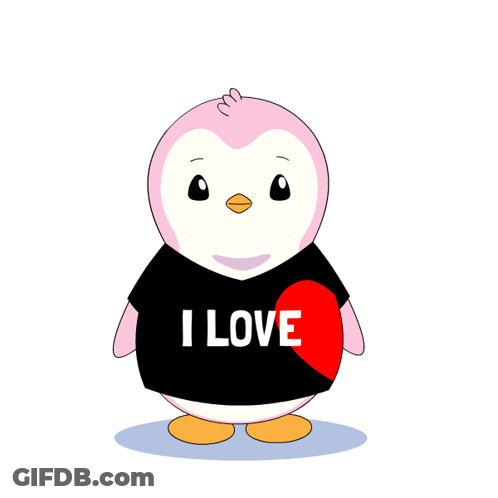 Penguins Wearing Black Shirts Saying I Love Him GIF