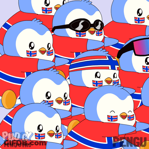 Penguins With Flags On Faces Saying Penguins GIF