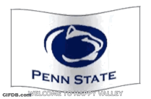 Penn State Flag Waving In Wind Saying Welcome To Happy Valley GIF