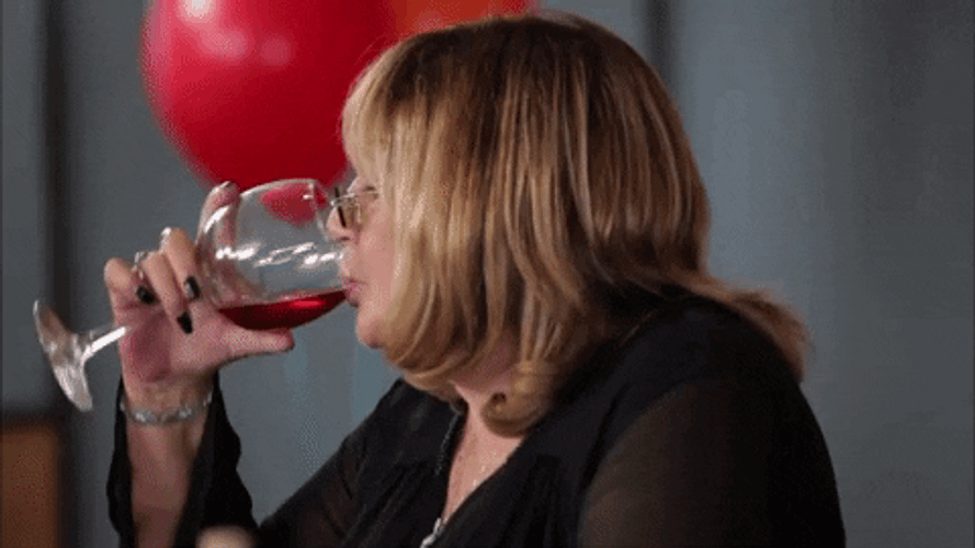 Penny Marshall Drinking Wine GIF