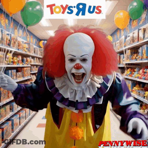 Pennywise Clown At Toys R Us Sign GIF