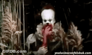 Pennywise Clown Eating Red Glove GIF