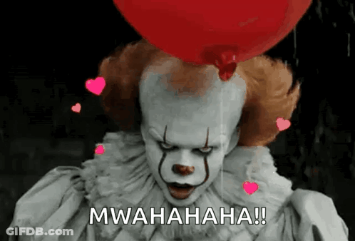 Pennywise Holding Red Balloon With Hearts GIF