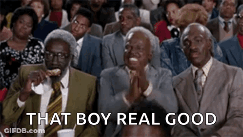 People Applauding, One Man Eating Pizza GIF