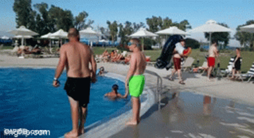 People Around Swimming Pool GIF