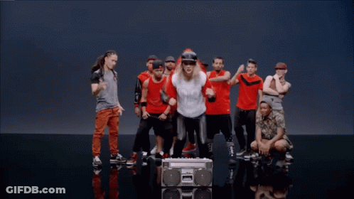 People Around Woman In Red 33 Jacket GIF