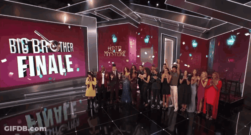 People At Big Brother Finale Banner GIF