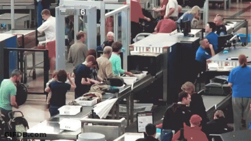 People At Security Checkpoint United Airlines GIF