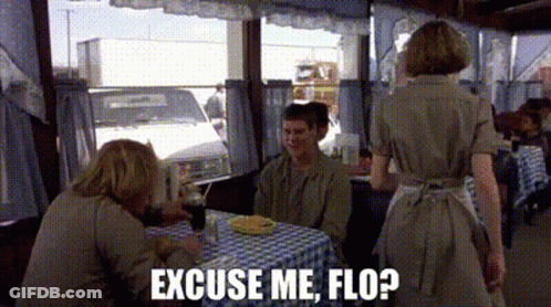 People At Table Saying Excuse Me Flo GIF