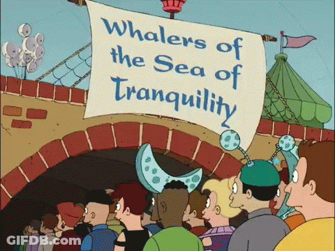 People At Whalers Of Sea Of Tranquility Sign GIF