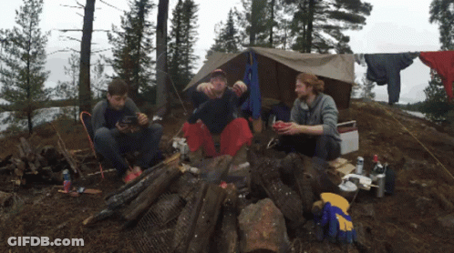 People By Campfire Clothesline GIF