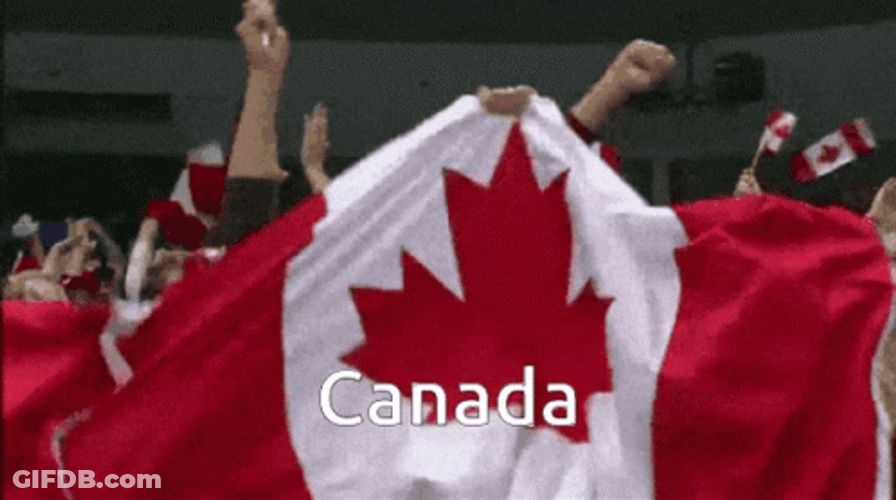 People Cheering With Canada Flag GIF