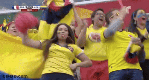 People Cheering With Flags For Team In Stadium GIF