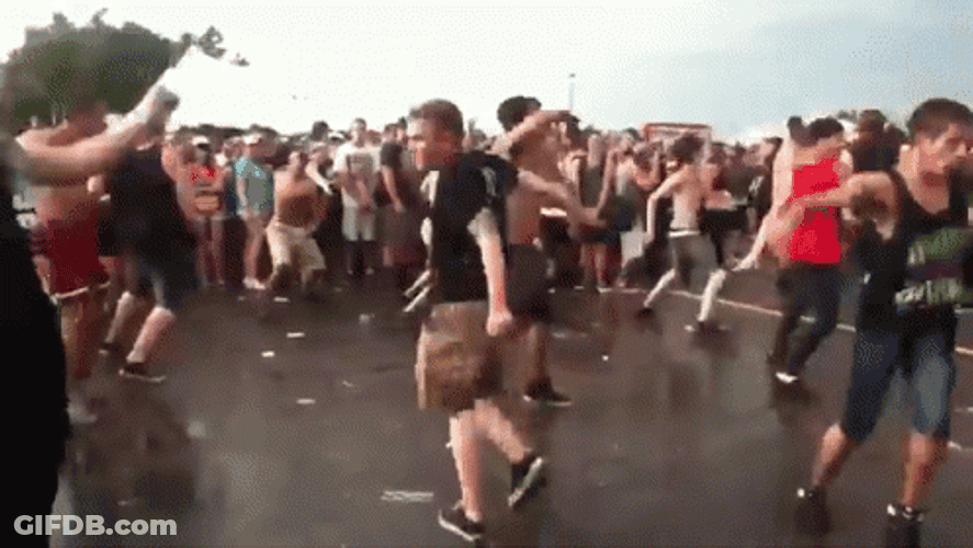 People Crazy Dancing In Wet Mosh Pit GIF