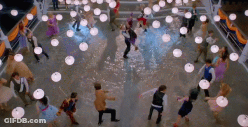 People Dancing Among Lanterns GIF