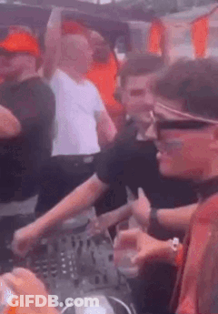 People Dancing At Party With DJ GIF