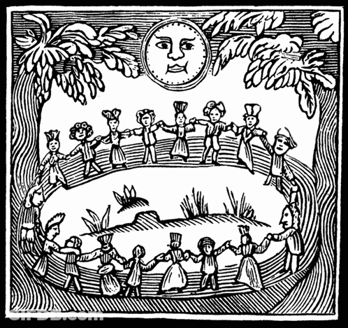 People Dancing In Circle Under Sun GIF