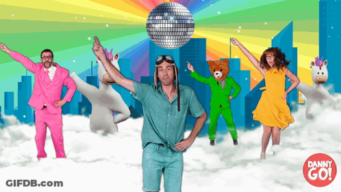 People Dancing In Clouds With Danny Go Logo GIF