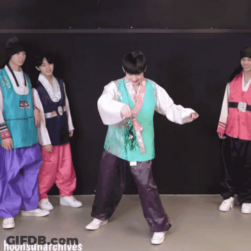 People Dancing In Front Of Black Wall With Hoonsunarchives GIF
