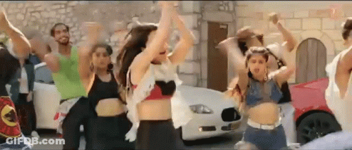 People Dancing In Front Of Car GIF