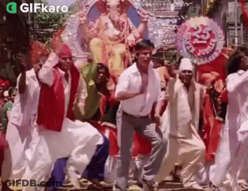 People Dancing In Front Of Ganesha Statue GIF