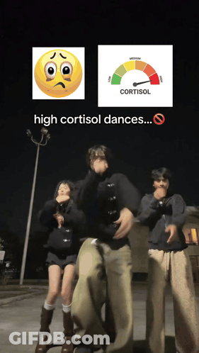 People Dancing In Front Of High Cortisol Sign GIF