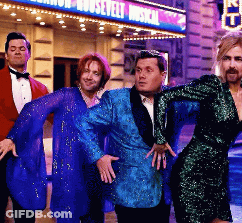 People Dancing In Front Of Housevelt Musical Sign GIF