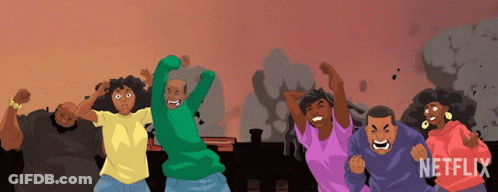 People Dancing In Front Of Netflix Sign GIF
