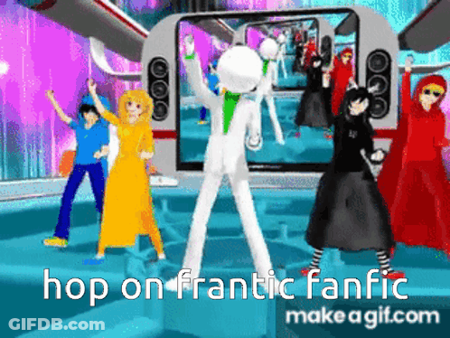 People Dancing In Video Game Hop On Frantic Fanfic GIF