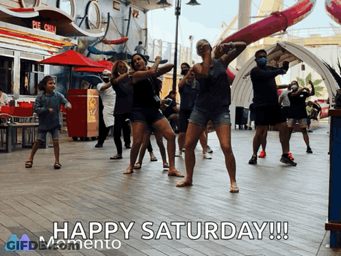 People Dancing On Sidewalk Happy Saturday GIF