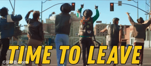 People Dancing On Street Saying Time To Leave GIF